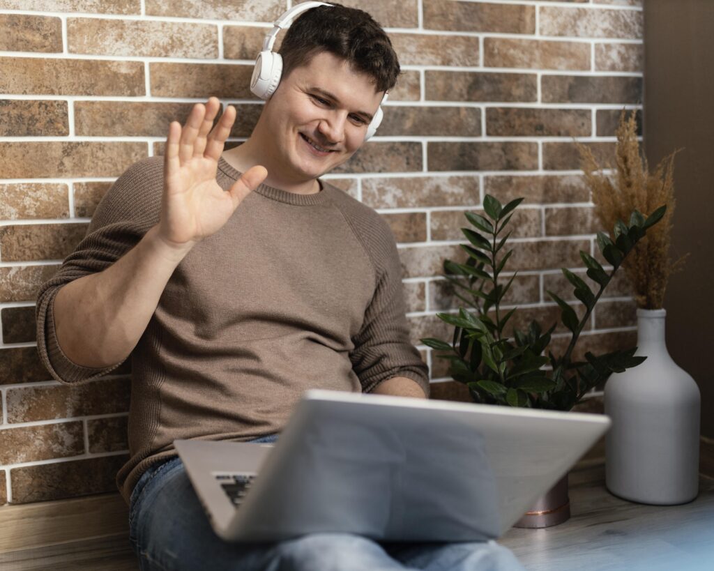 medium shot man wearing headphones